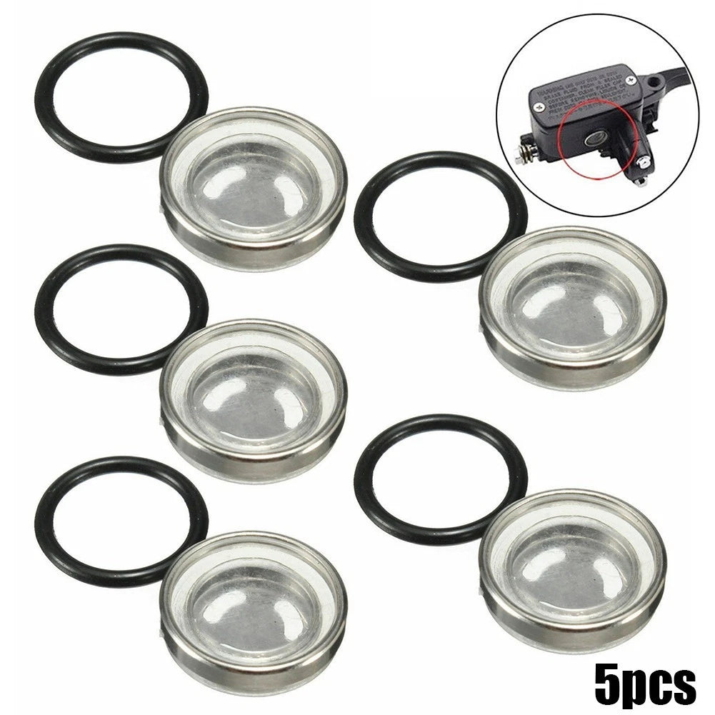 Set of 5 Brake Master Cylinder Reservoir Sight Glass Lens Gaskets for Motorcycle