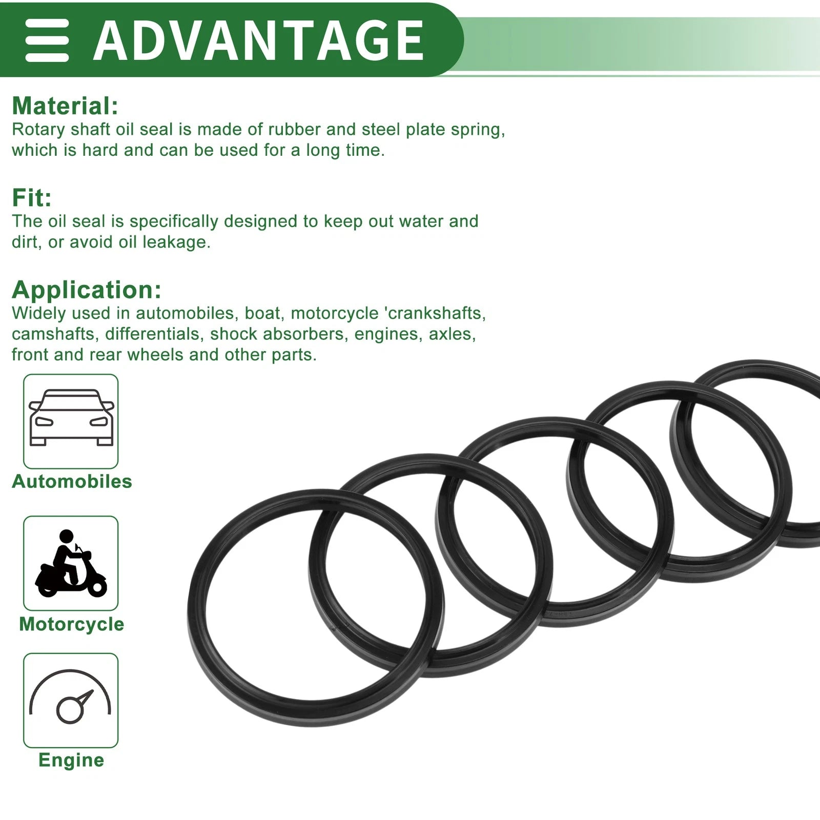 Set of 5 Oil Seal Rotary Shaft Seal NBR Rubber 70x80x6mm
