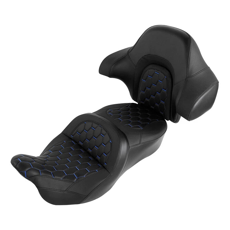 Driver Passenger Seat Backrest for Harley Street Tri Glide (2014–2023) Black Blue