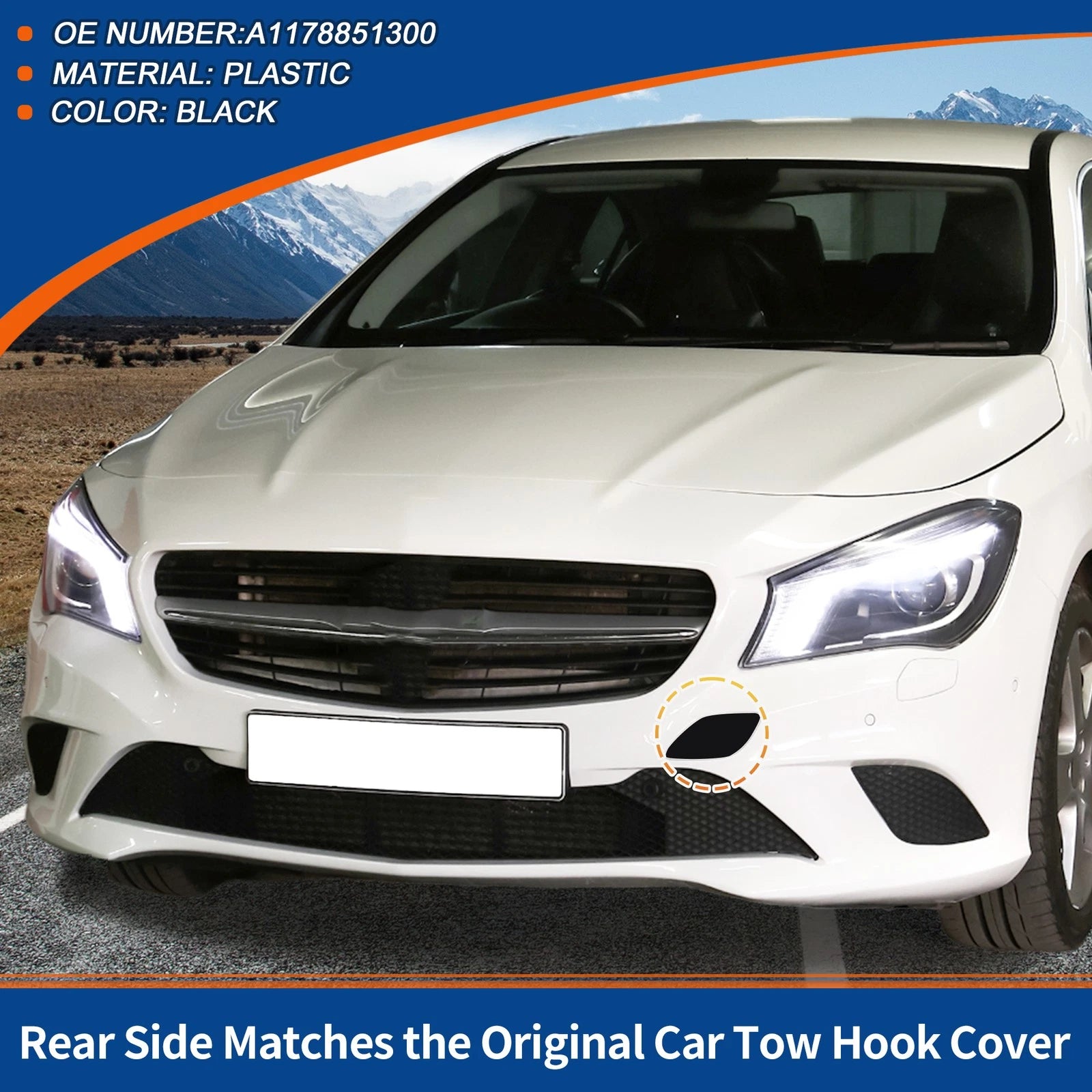 Tow Hook Cover for Mercedes-Benz CLA W117 (2014–2019) No.A1178851300 Black