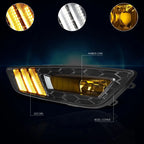 Set of 2 Amber Lens Fog Lights + Black LED DRL Bezels for Ford Focus (2015–2017)