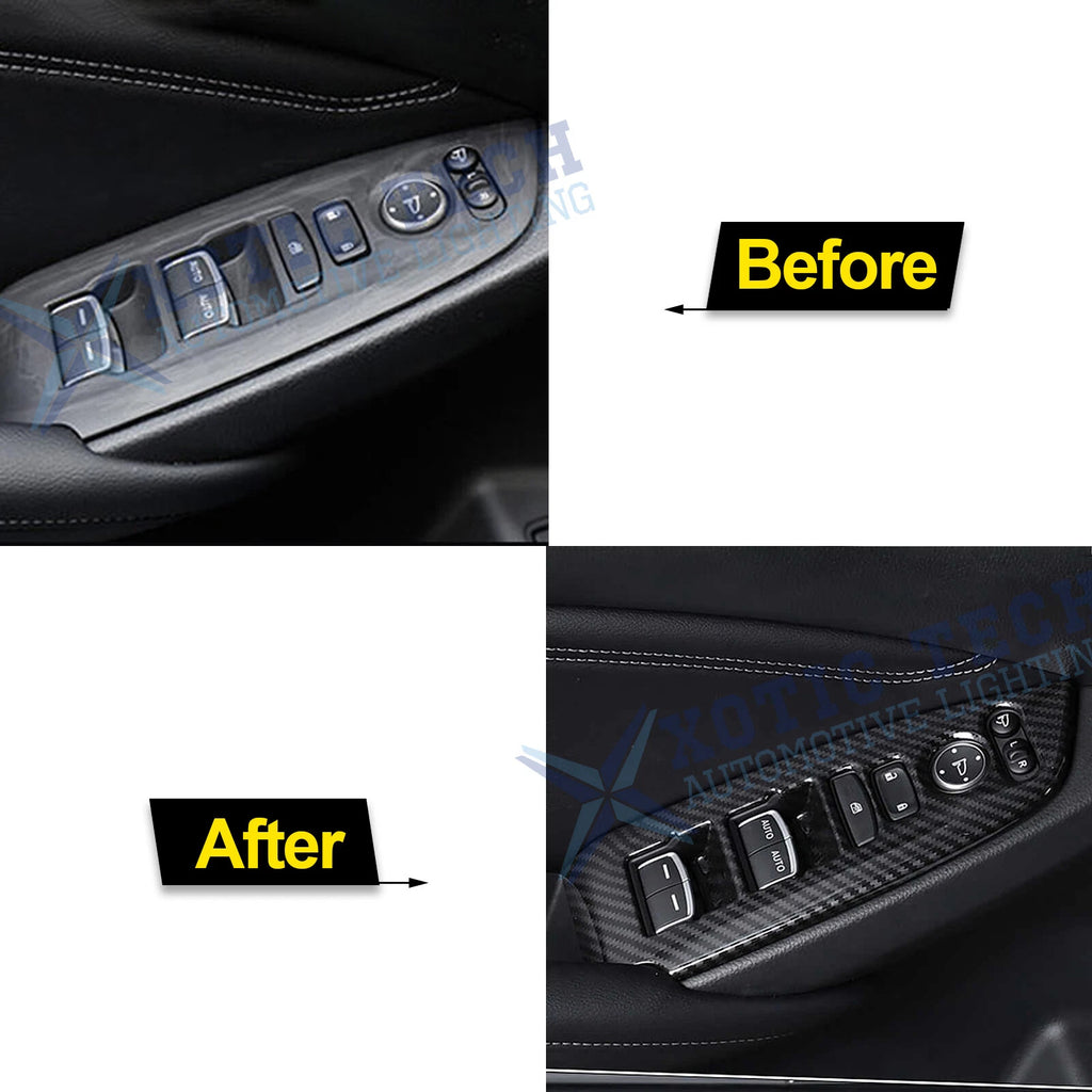 Carbon Fiber Look Inner Window Switch Panel Cover Trim for Honda Accord (2018-2022)