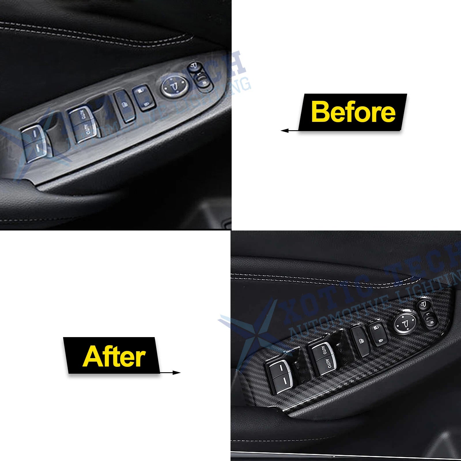 Carbon Fiber Look Inner Window Switch Panel Cover Trim for Honda Accord (2018-2022)