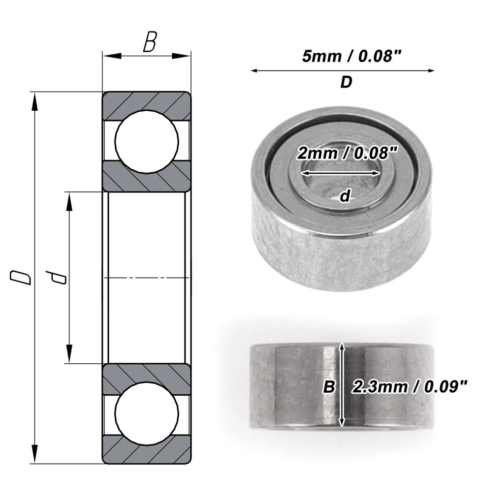 Deep Groove Ball Bearings 2x5x2.3mm for Scooter Skateboard (No Year Specified)