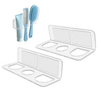 2X Acrylic Hair Brush Holder Wall Mounted Organizer with 3 Open Slots