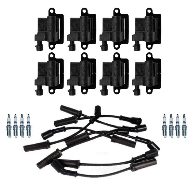 Ignition Wires & Coils Set of 8 with Spark Plugs for Chevy GMC Caddy