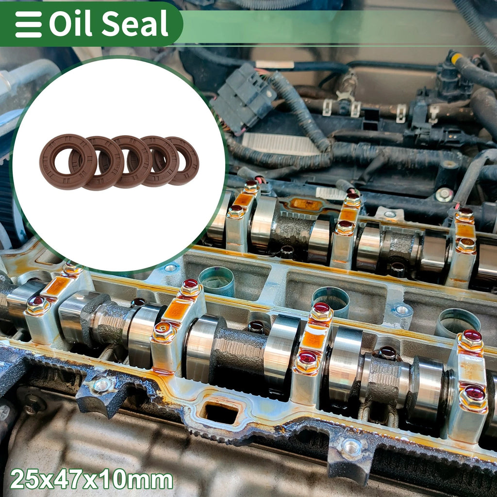 Set of 5 Oil Seals FKM Rubber 25x47x10mm for High Pressure