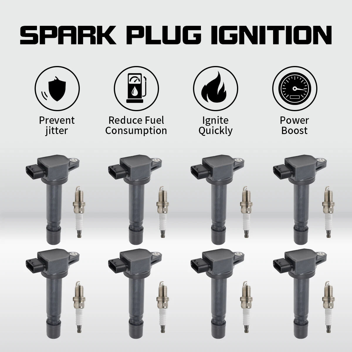Set of 8 Ignition Coils & Iridium Spark Plugs for Volvo XC90 (2005–2010) UF574