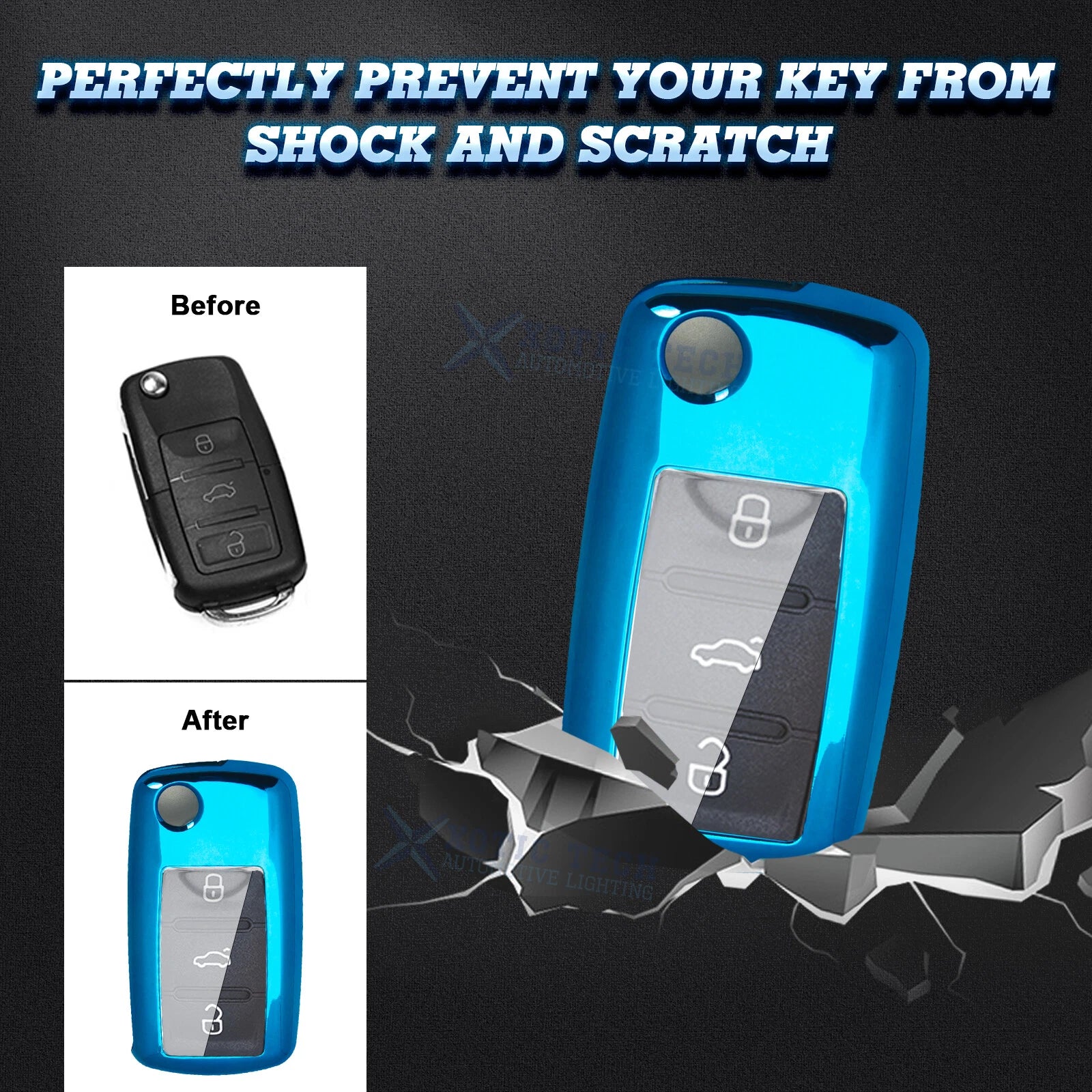 Soft Exact Fit Folding Key Shell Case for VW Beetle Golf (2015-2019)