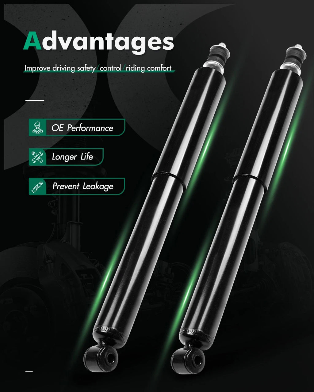 Rear Pair Shock Absorbers for Ford E-150 E-250 E-350 E-450 (1992–2014)