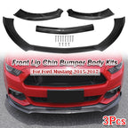3X Carbon Fiber Look Front Bumper Lip Spoiler for Ford Mustang (2015–2017)