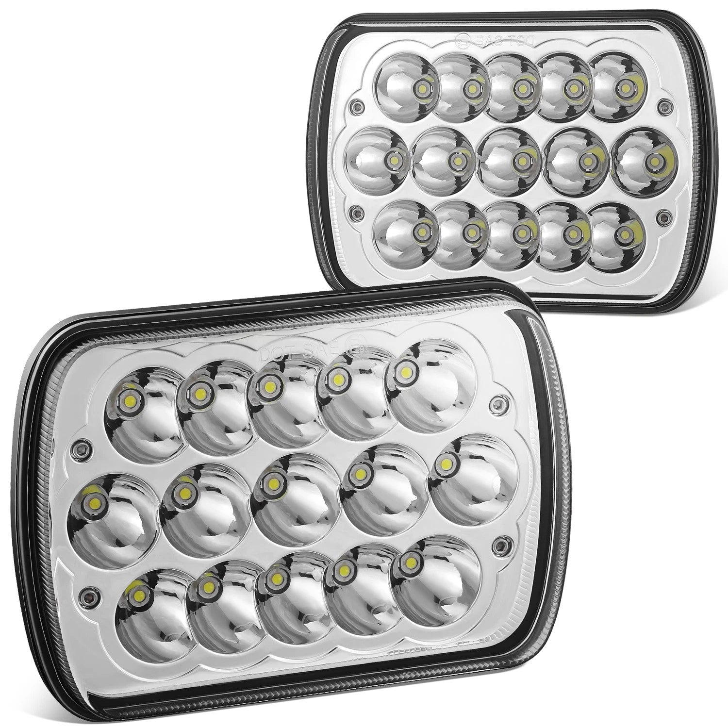 Set of 2 LED Headlights for Ford F150 F250 F350 (1985–2010) H6054 Chrome