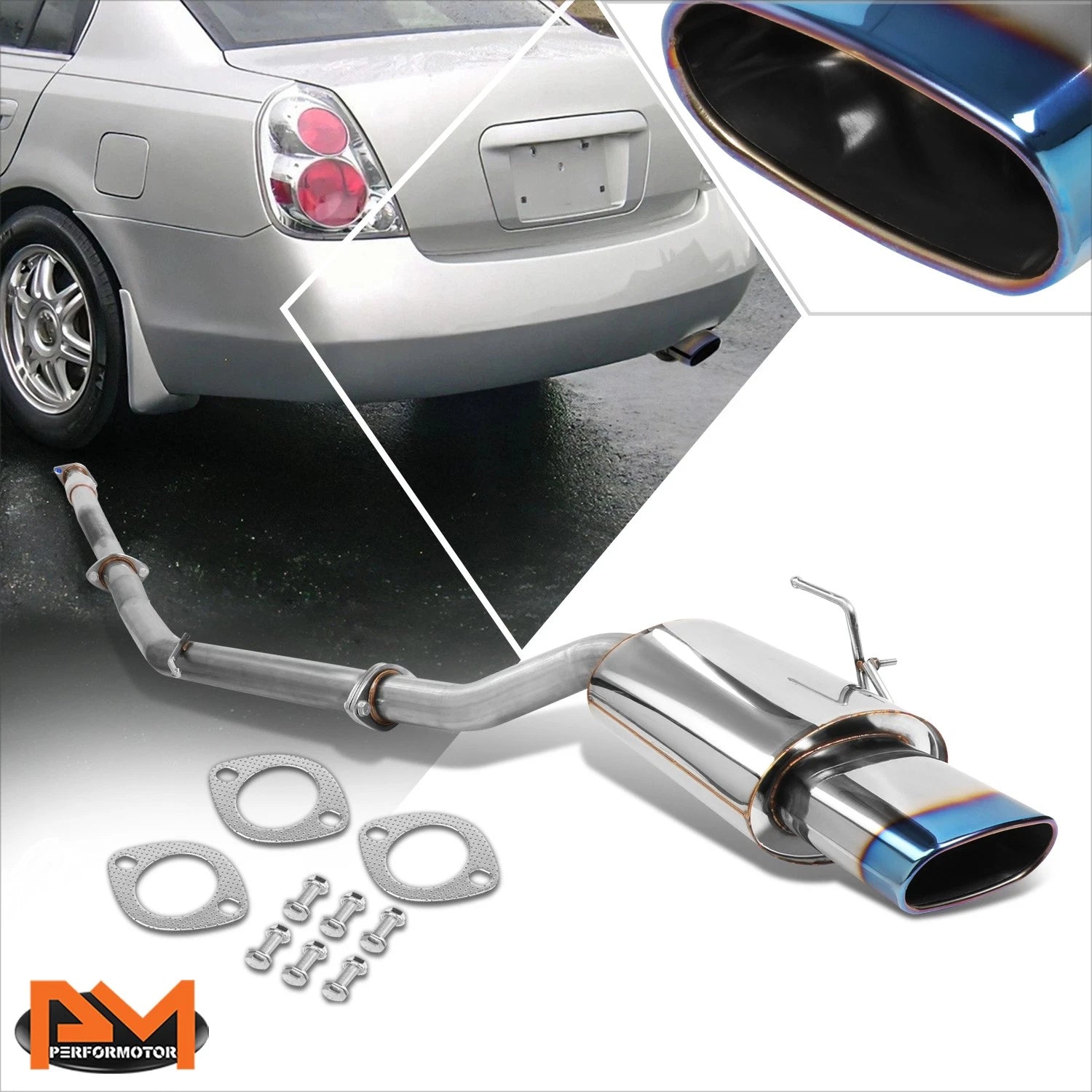Burnt Muffler Tip Catback Exhaust System for Nissan Altima 2002–2006 QR25DE