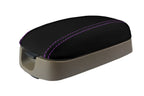 Carbon Fiber Console Lid Cover for Hyundai Elantra (2001–2006) Purple Stitch