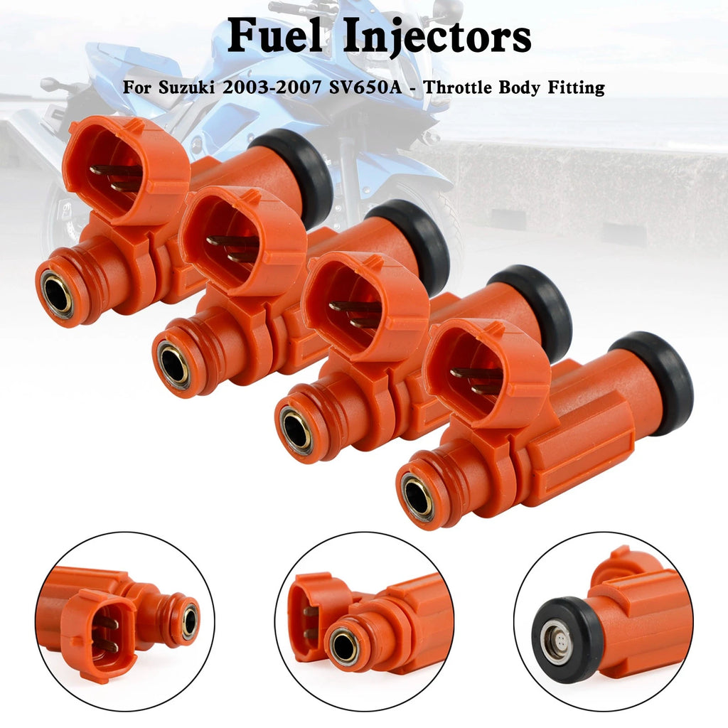 Set of 4 Fuel Injectors 15710-17G00 for Suzuki GSX-R600/750, Vstrom 650, SV650 (2003–2007)