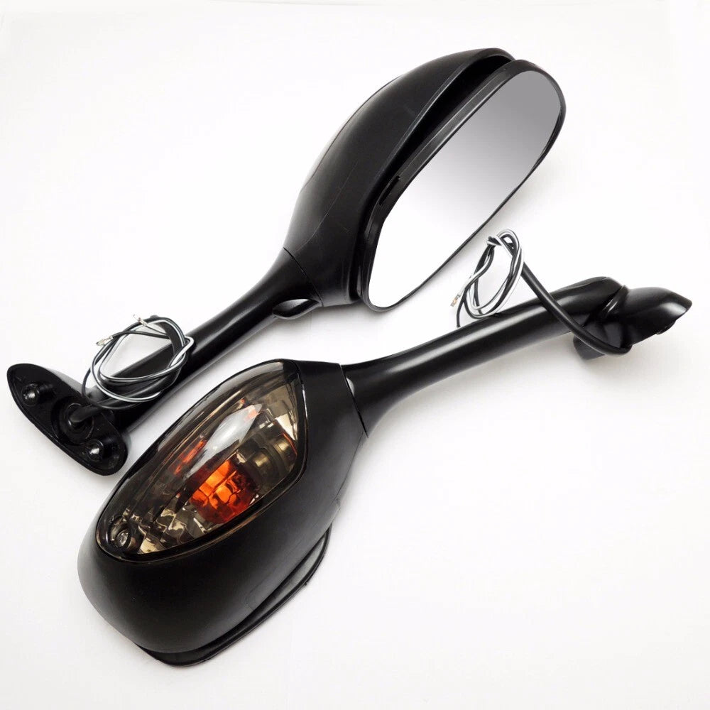 Black Racing LED Rear View Mirrors for Suzuki GSXR 600 750 1000 (2006–2022)