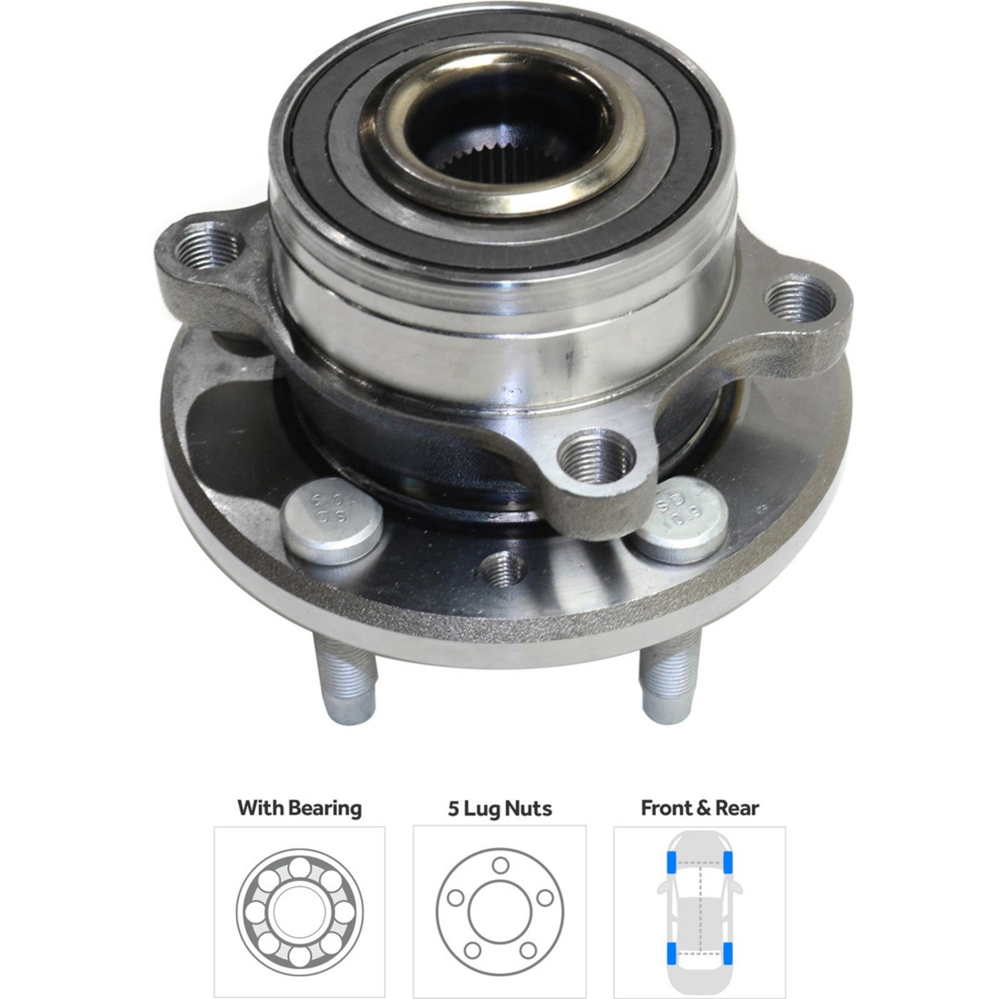 Wheel Hubs for Ford Explorer (2011–2020) Front & Rear 5 Lug with Bearing