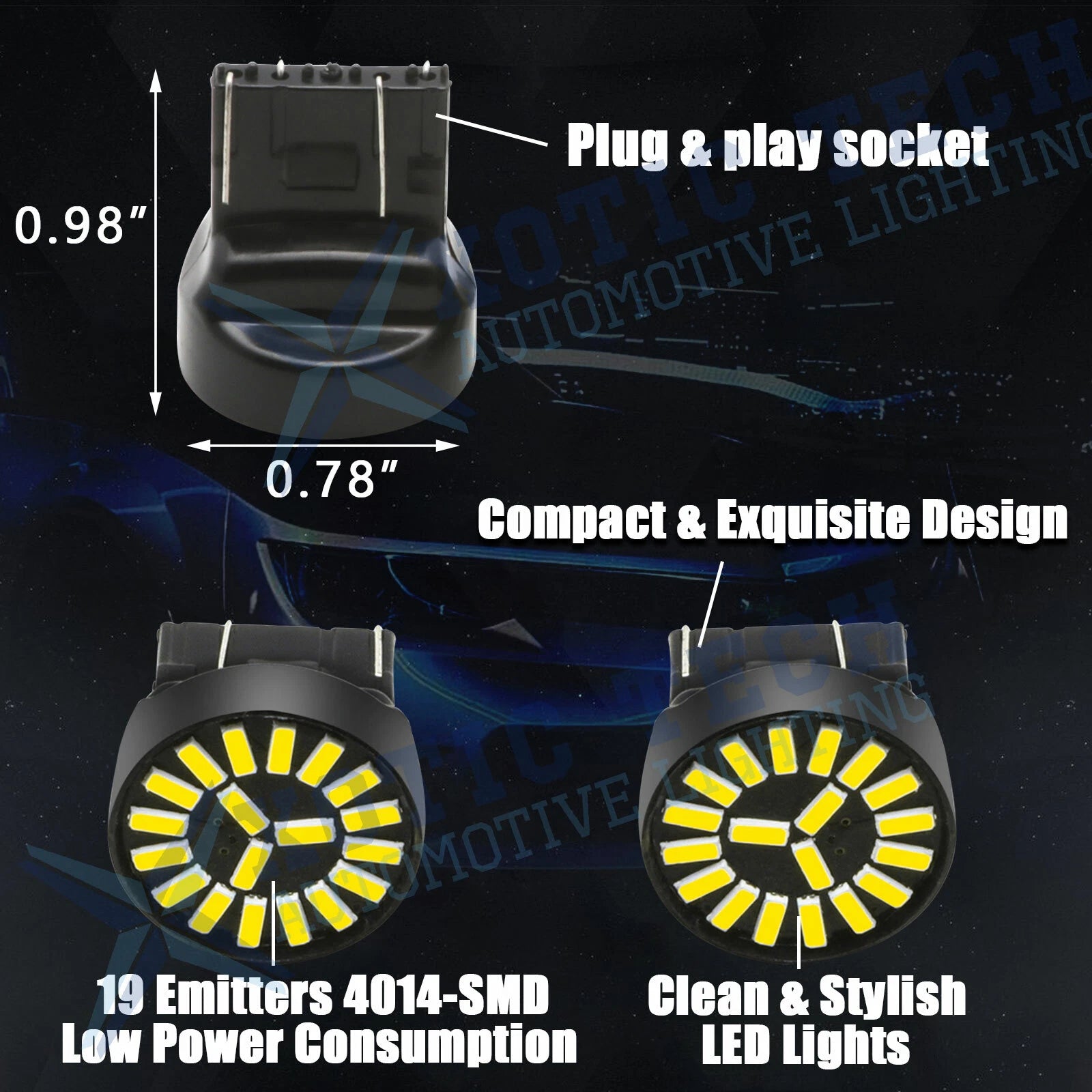 White 7443 LED Backup Reverse Light Bulb for Ford Explorer (2013-2019)