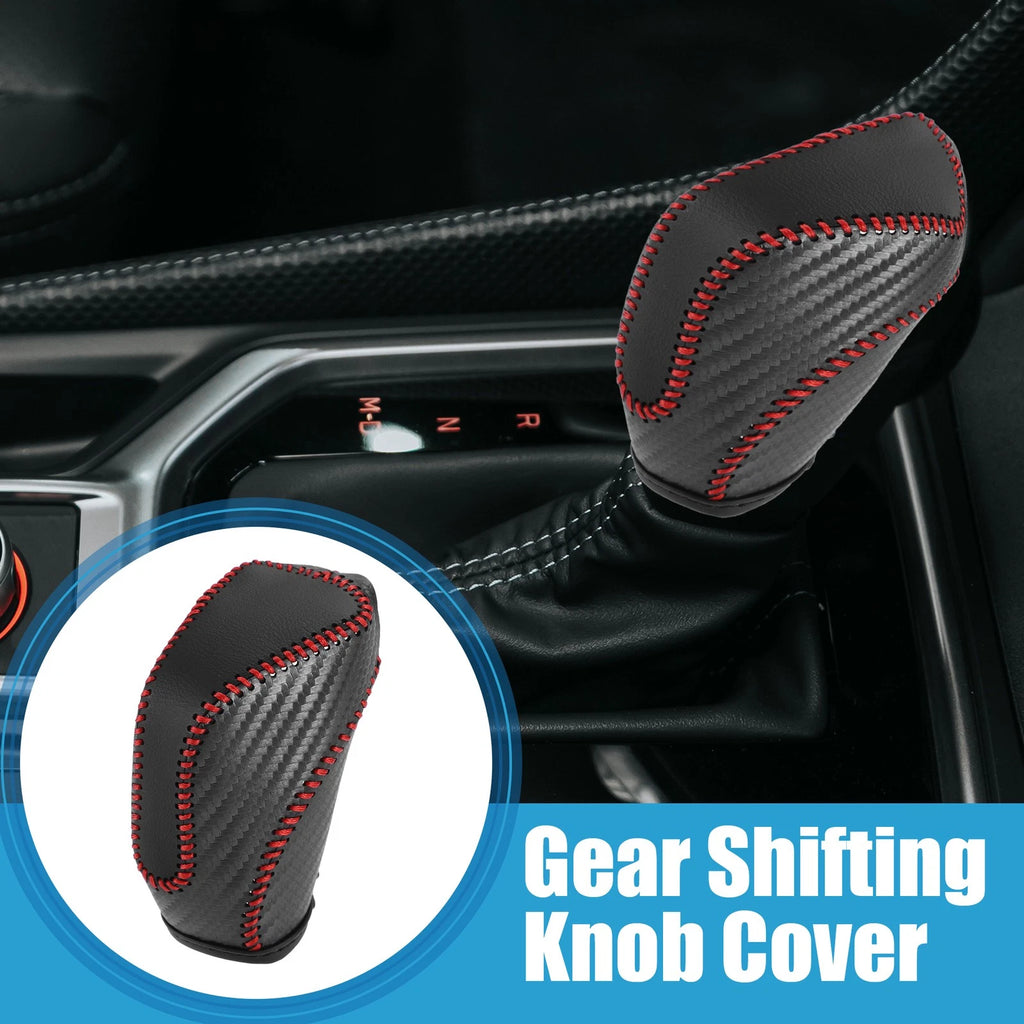 Gear Shifting Knob Cover for Subaru Crosstrek (2018–2023) Black Red Stitches