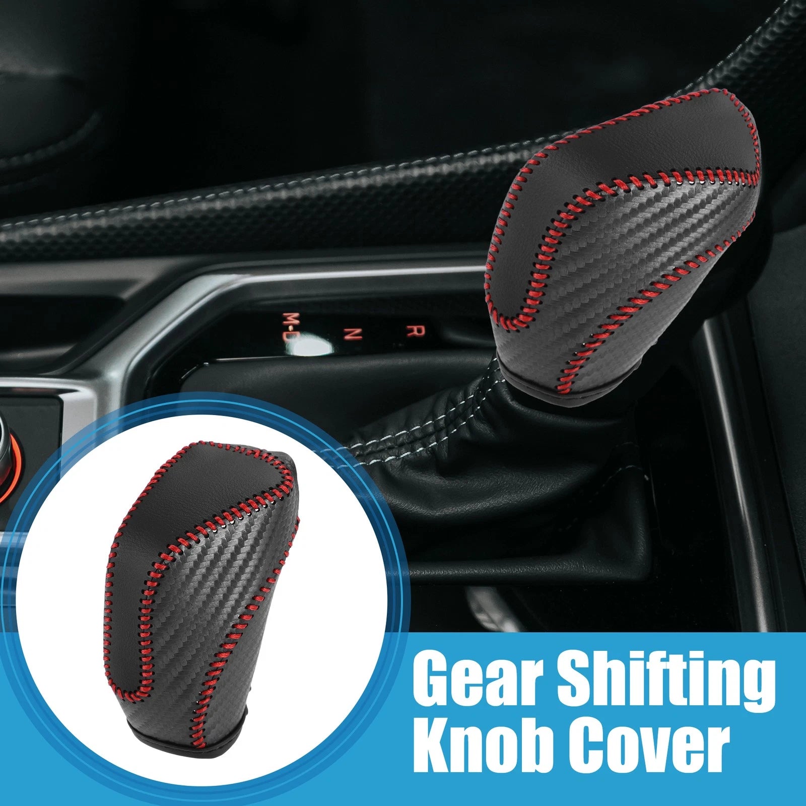 Gear Shifting Knob Cover for Subaru Crosstrek (2018–2023) Black Red Stitches