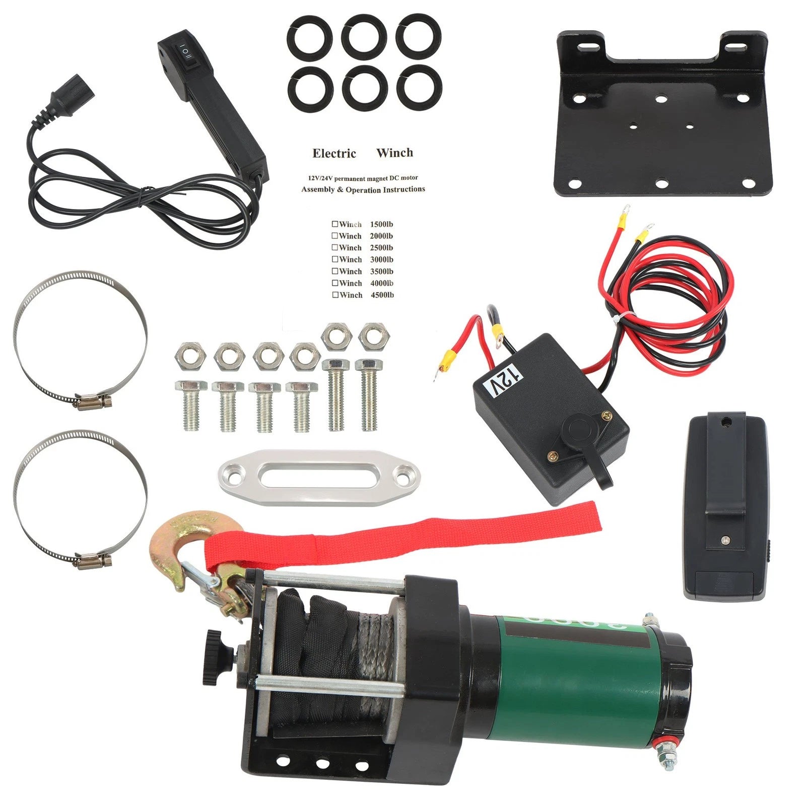 Electric Winch 3000lbs with Synthetic Rope for ATV/UTV (12VDC)