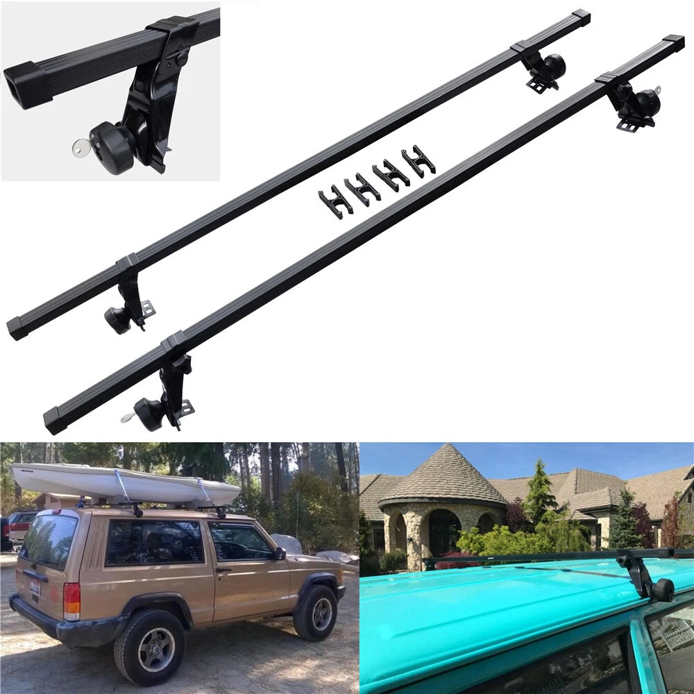 HTTMT SR1001 56" Roof Rack System for Vehicles Rain Gutters (130 lb Capacity)