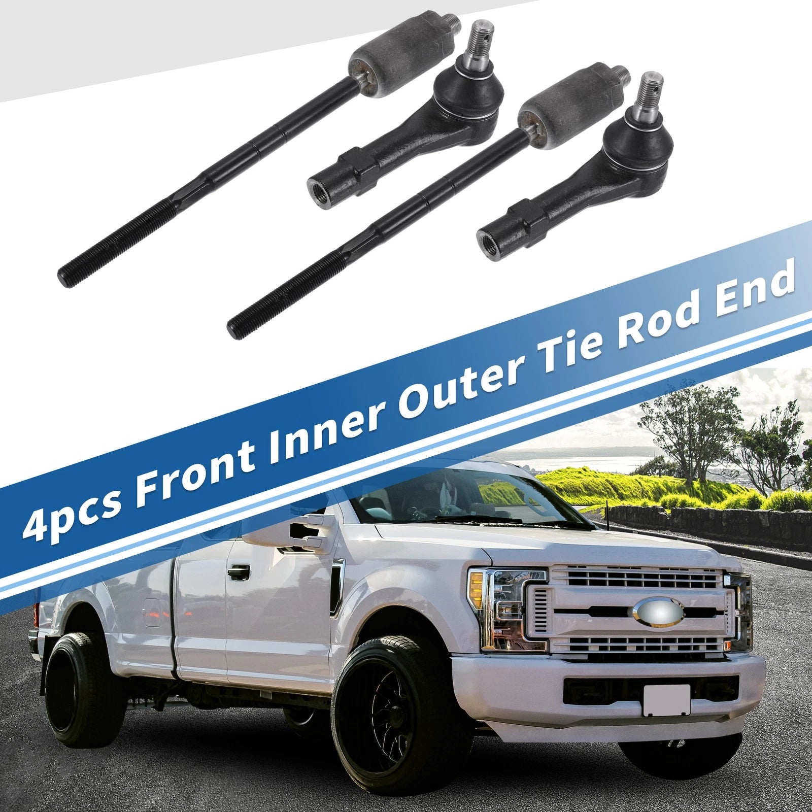 Set of 4 Front Inner Outer Tie Rod End Links for Ford Explorer (2002–2003)