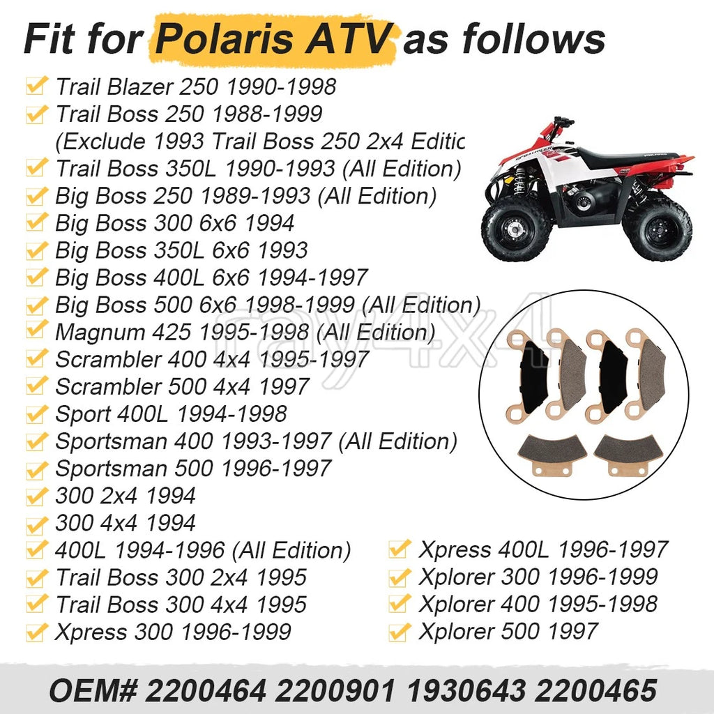 Sintered Brake Pads Kit for Polaris Xpress 300 400L (1996–1999)