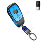 TPU Leather 3-Button Key Cover Chain for Mercedes E-Class (2017–2023)