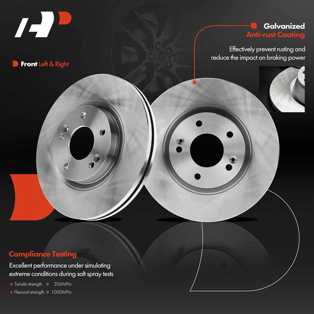 Front Disc Rotor & Pad Set with Hub Bearing for Hyundai Santa Fe (2010–2012)