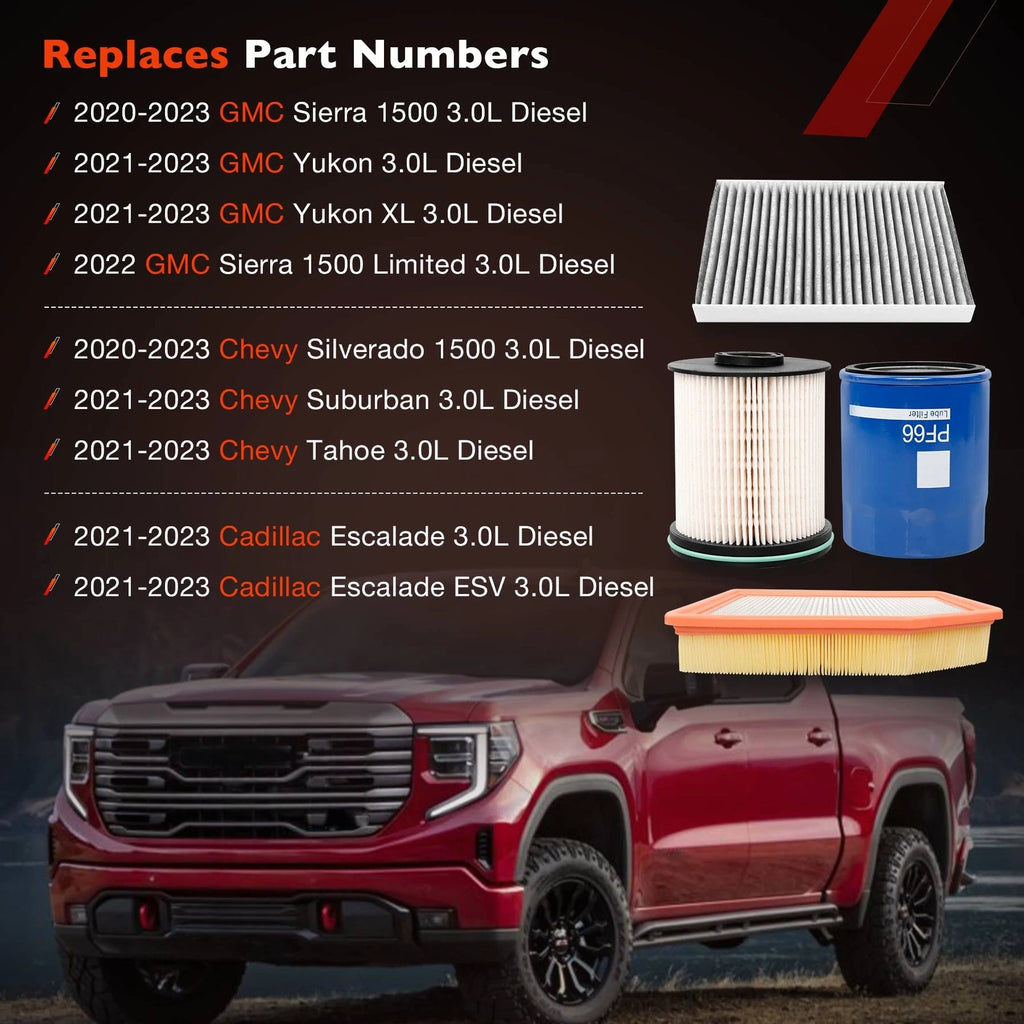 3.0L Duramax Diesel Filter Kit for Chevy Silverado 1500 GMC Yukon (2020–2023) TP1015