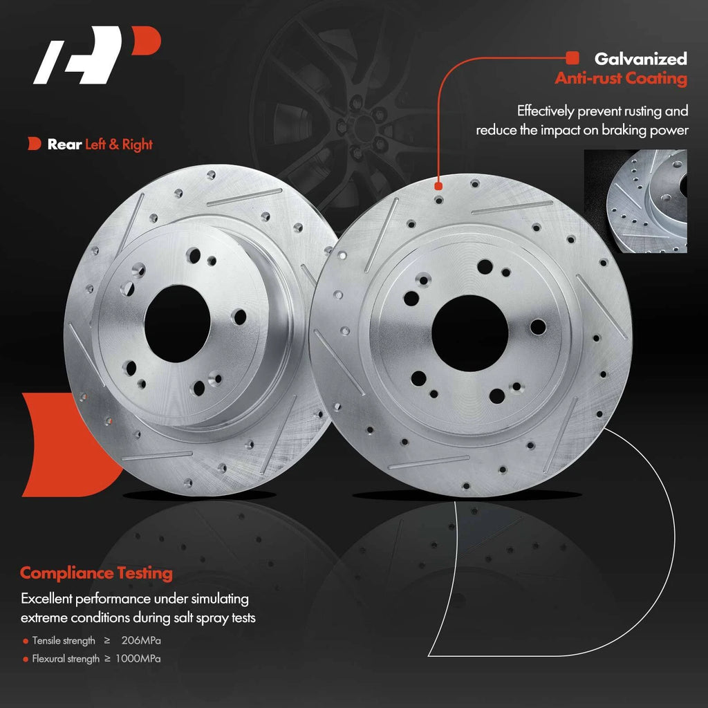 Rear Drilled Brake Rotors & Brake Pads for Honda Accord