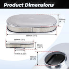 15" Oval Full Finned Air Cleaner for SBC BBC Chevy Ford (5-1/8 Carb Neck)