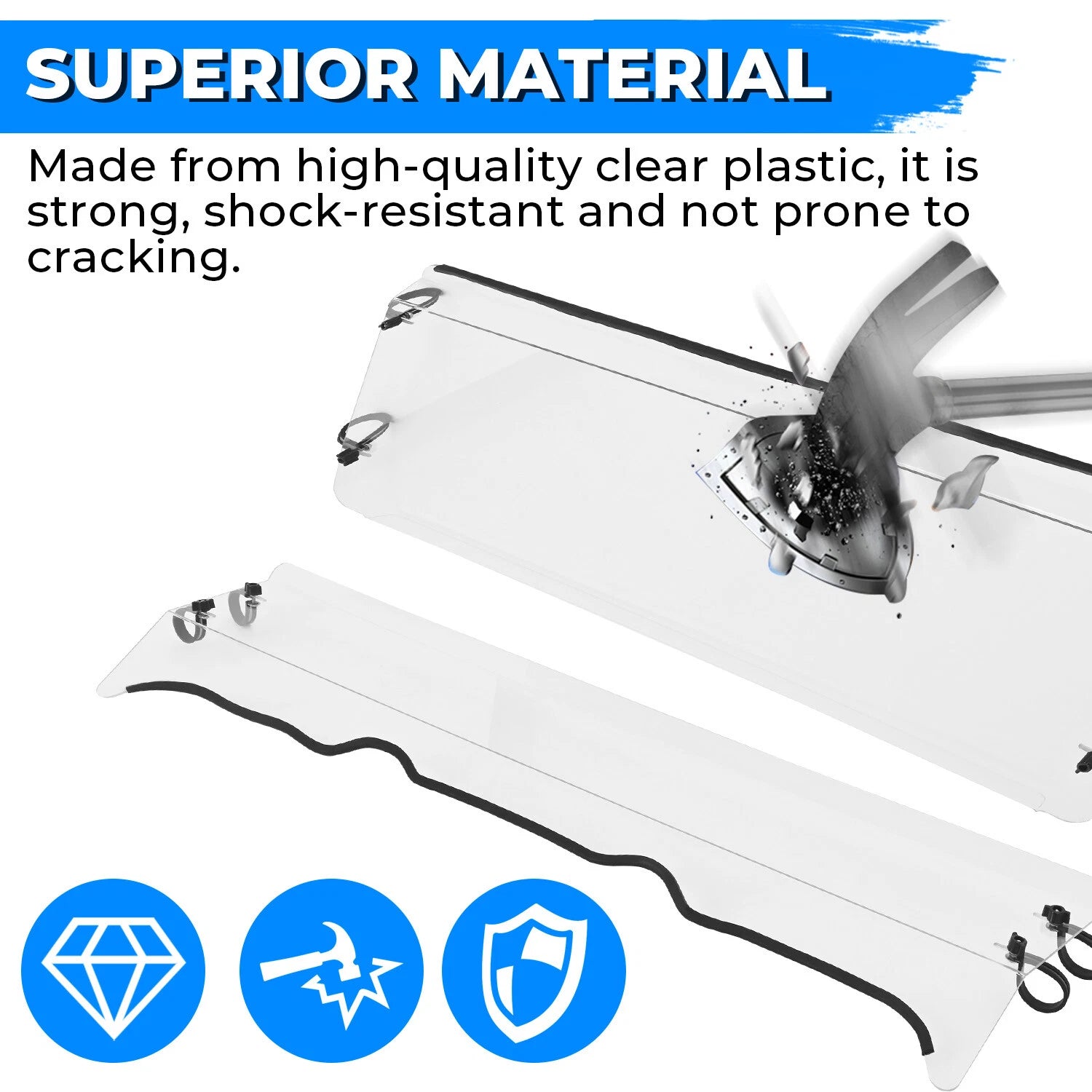 Clear Front Windshield for Polaris Ranger XP 500 800 (2009–2024)