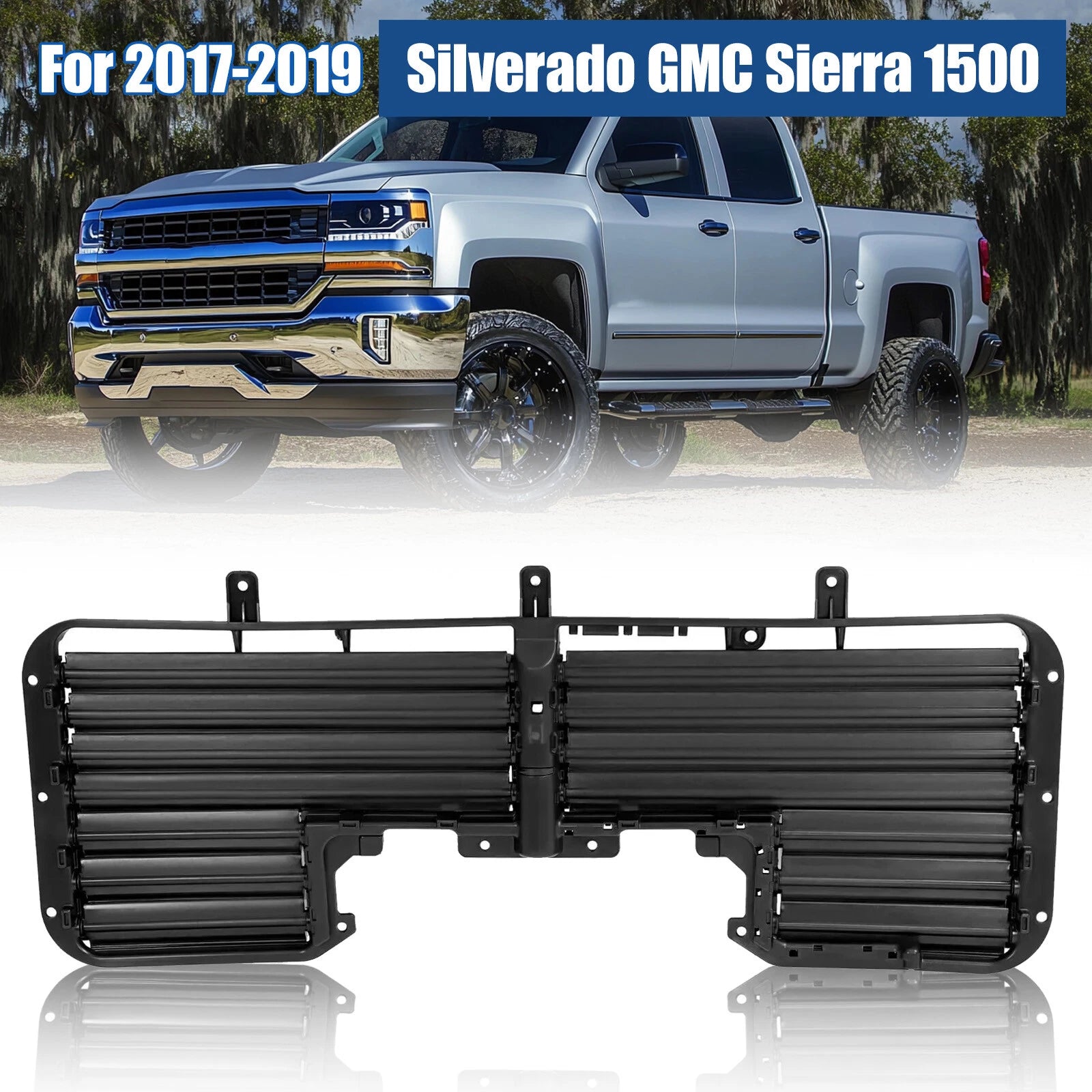 Radiator Shutter Grille Air Intake W/O Motor for Chevy Silverado 1500 (2017–2019)