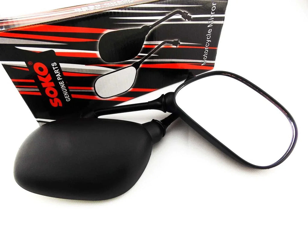 Black Oval Soko Rear View Mirrors for Yamaha SR185 (1981-1982)