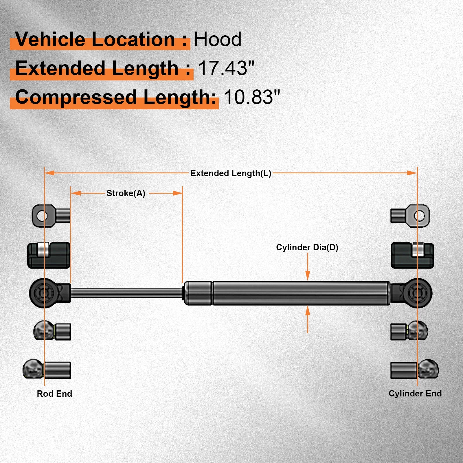 Set of 2 Hood Lift Supports for Hyundai Santa Fe (2007–2012)