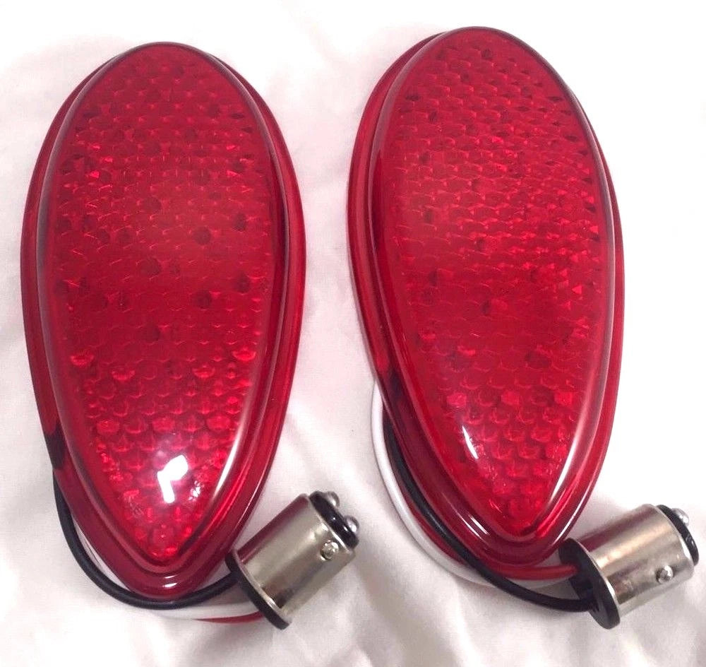 LED Tail Lights Pair Tear Drop Lens Replacement for 1938–1939 Ford
