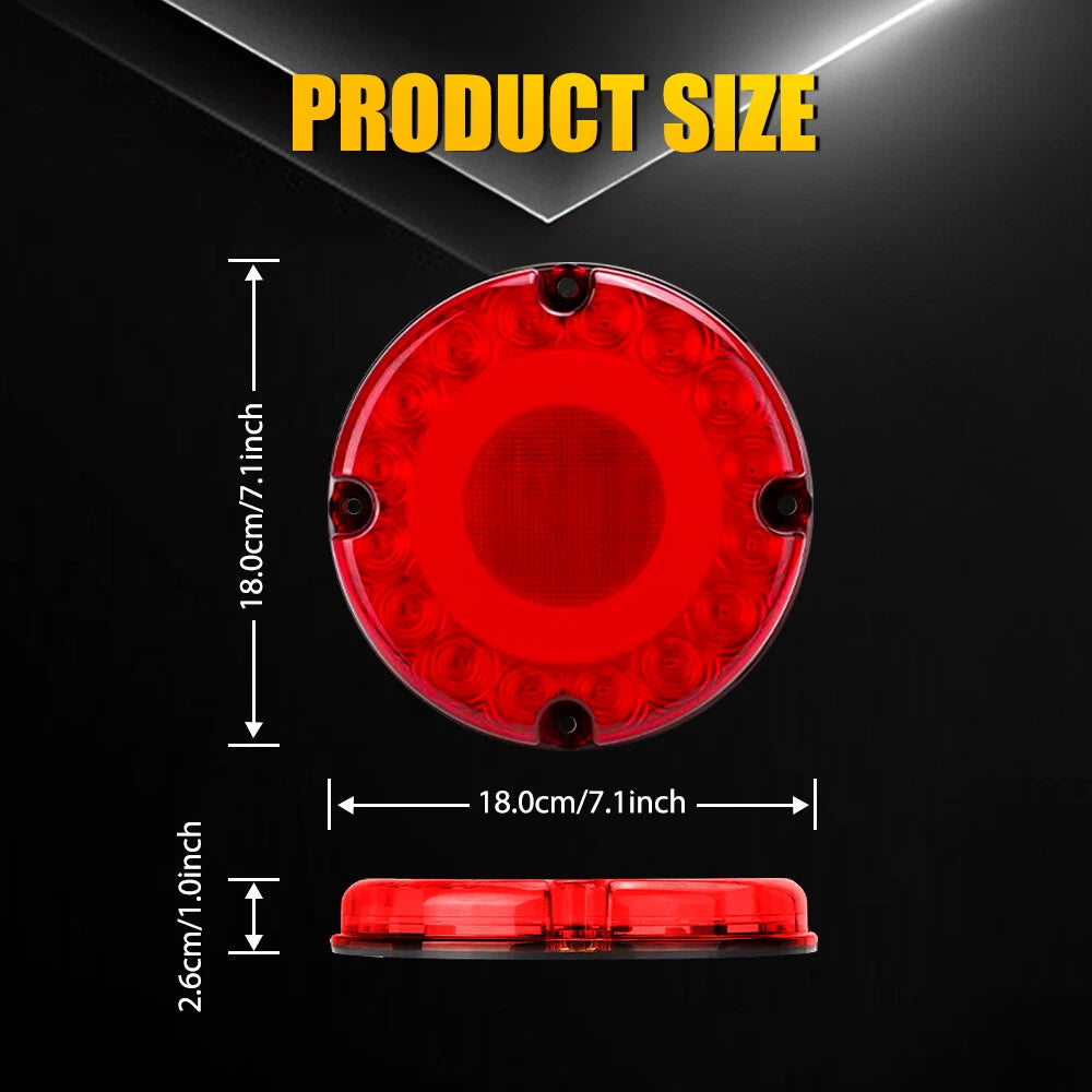 2pc 7" Round Red 36-LED Tail Light for School Bus Transit Vehicles