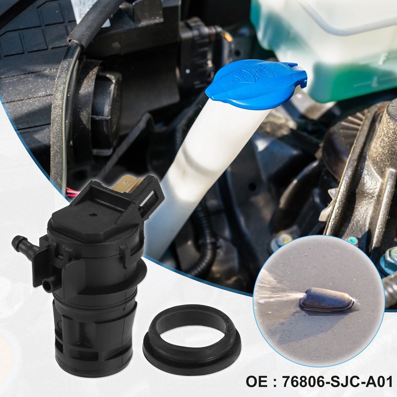 Windshield Washer Motor Pump for Honda Civic 1.8L/2.0L (2006–2011) No.76806-SJC-A01