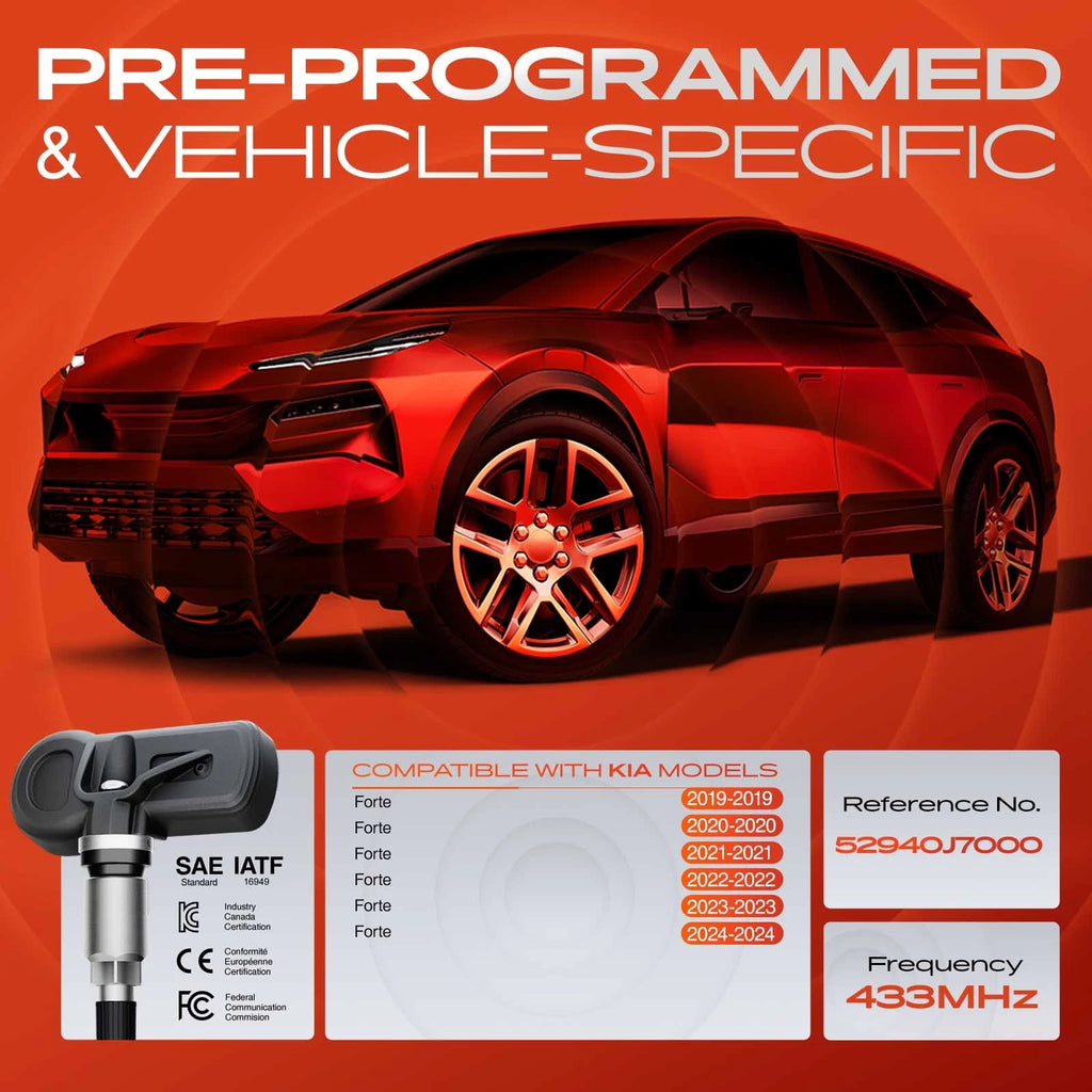 Set of 4 TPMS Tire Pressure Monitoring Sensors for Kia Forte (2019–2024)