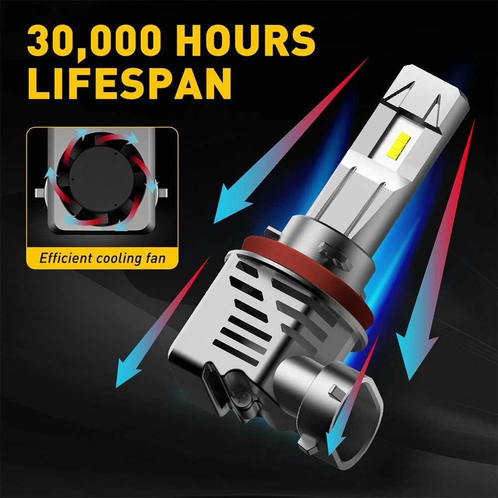 H11 LED Headlight Kit for Low Beam (6500K White, 24000LM)