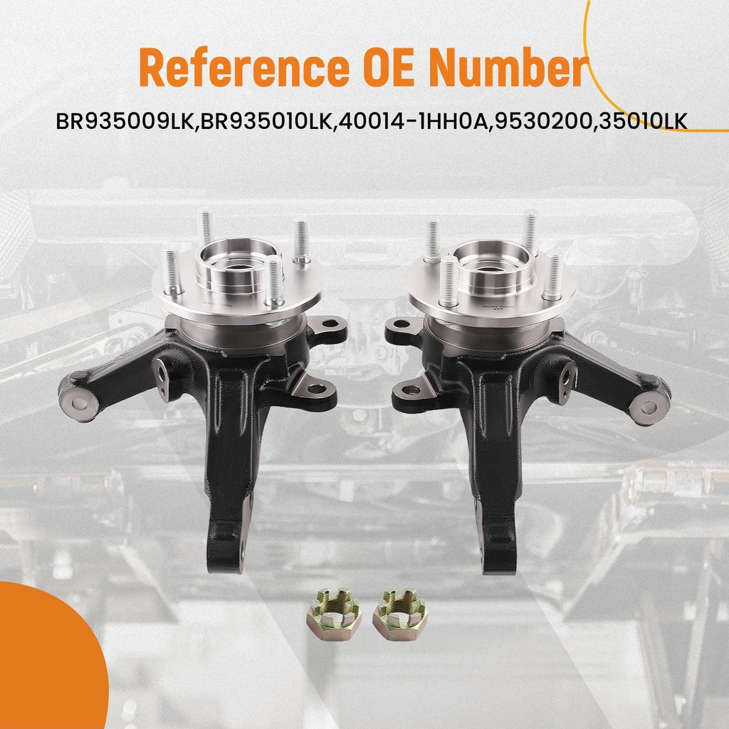 Pair Front Knuckle & Wheel Hub Bearing for Nissan Versa & Versa Note (2014–2019)
