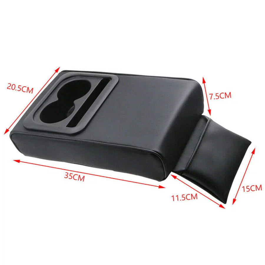 PU Leather Armrest Center Console Box for Car - Black (AU)