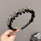 Flocking Rhinestone Headband with Butterfly Design for Women