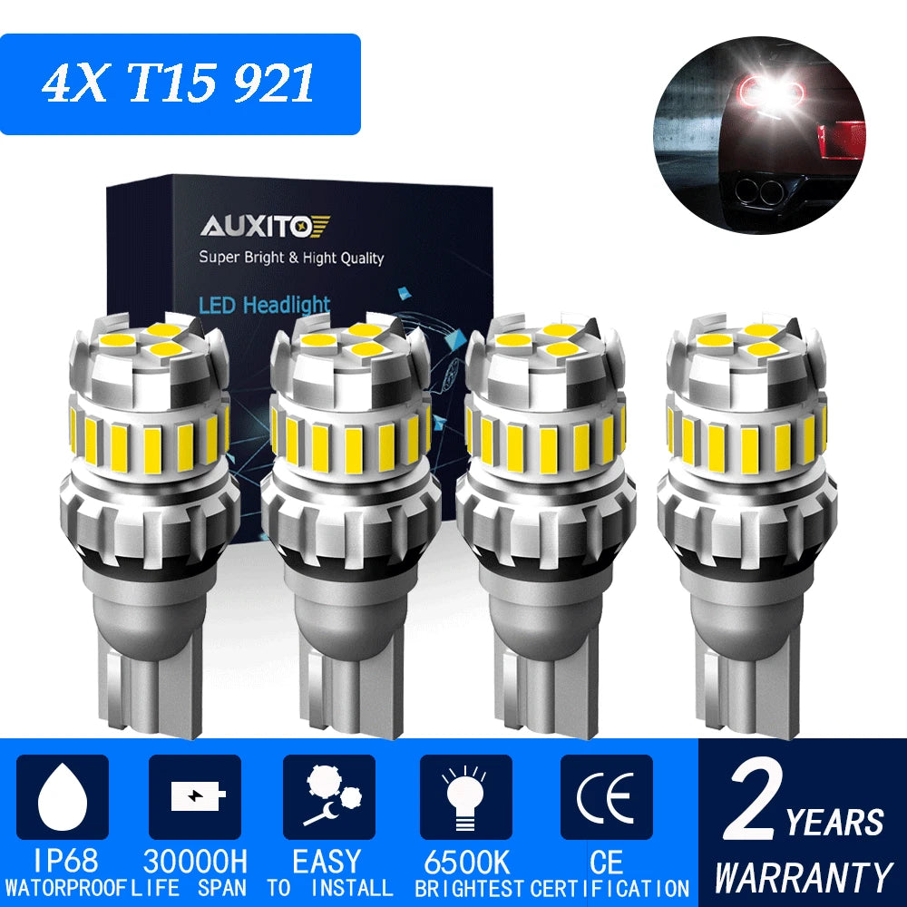 4X AUXITO 921 LED Reverse Light Canb912 T15 W16W Backup Lamp (Cool White 6500K)