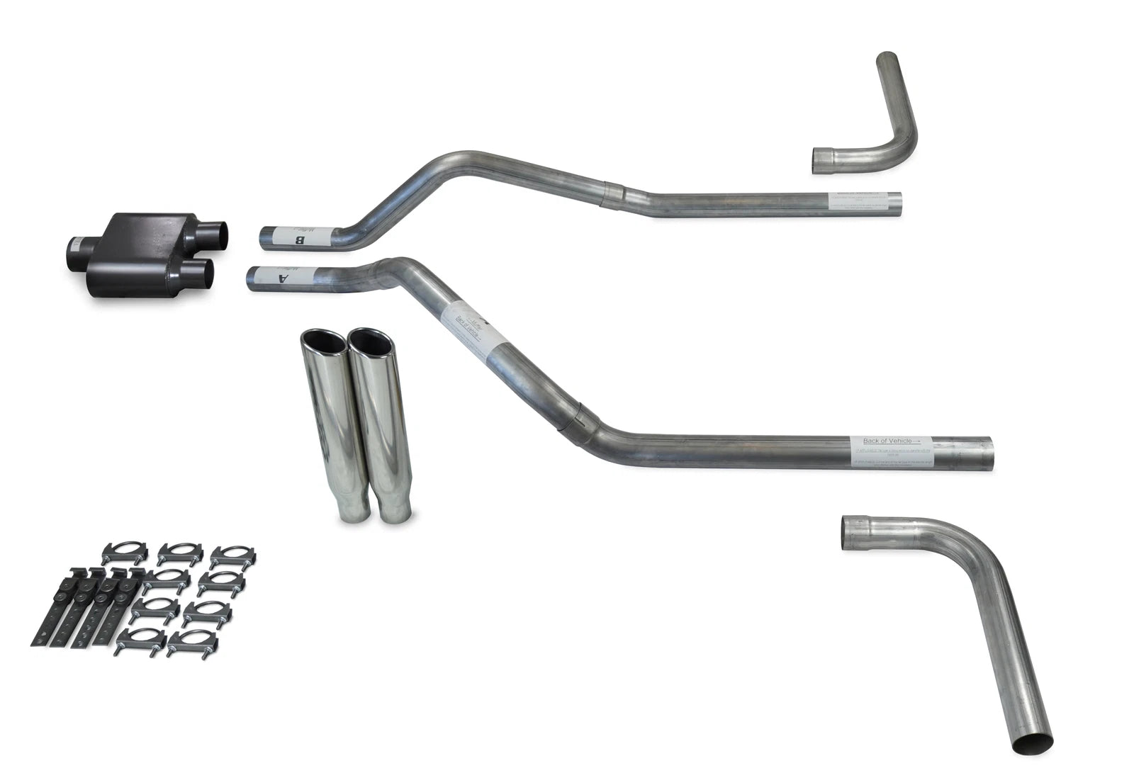 Dual Exhaust Kit for GMC Jimmy (1992–1994) 2.5" Clamp on Tips Side Exit