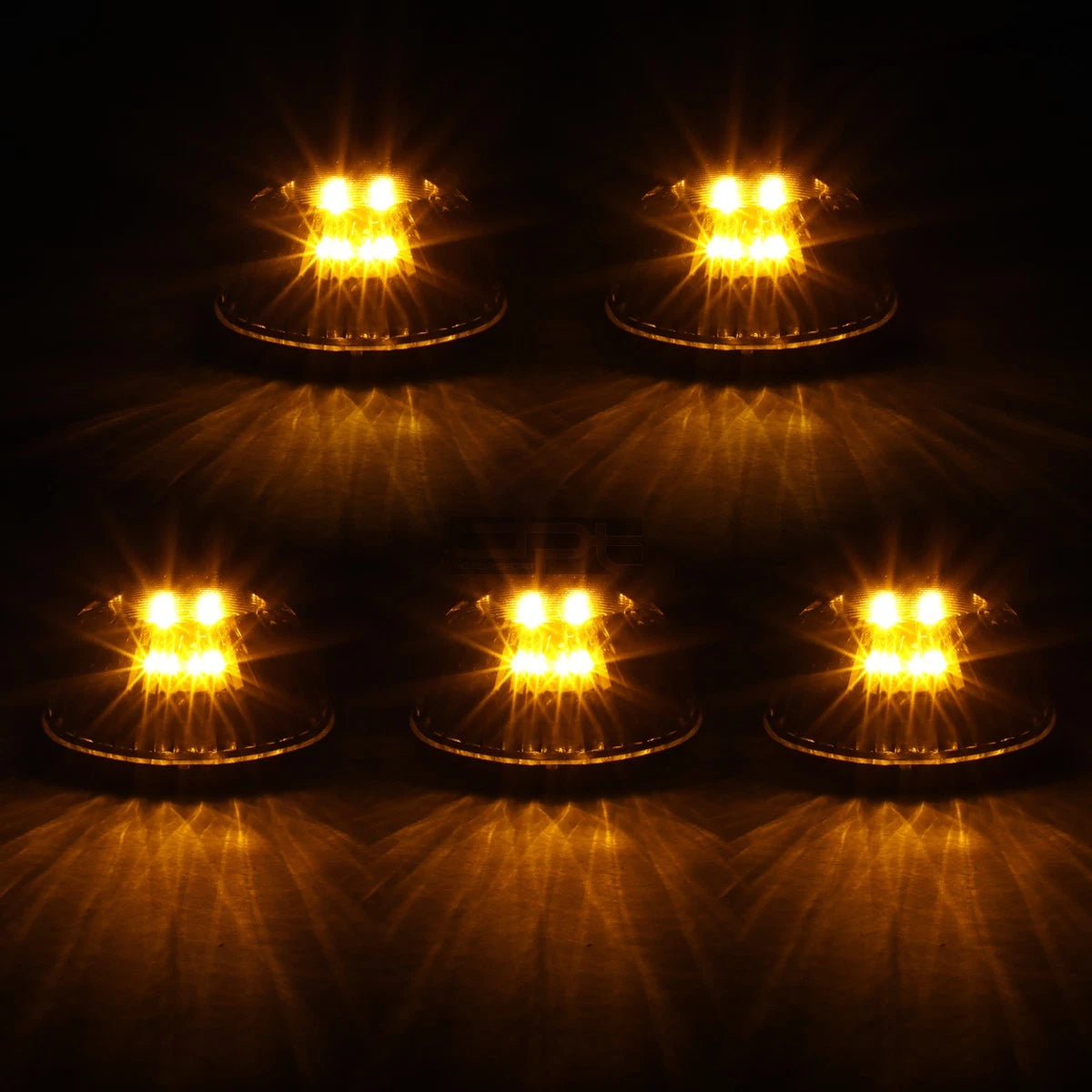 5Pcs Chrome Housing Yellow LED Cab Roof Running Light for Dodge Ram (1994–1998)
