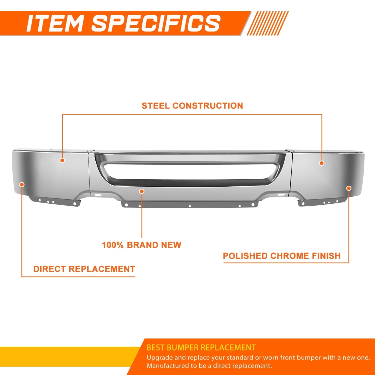 Polished Chrome Front Bumper Face Bar for Ford F-150 (2006–2008)