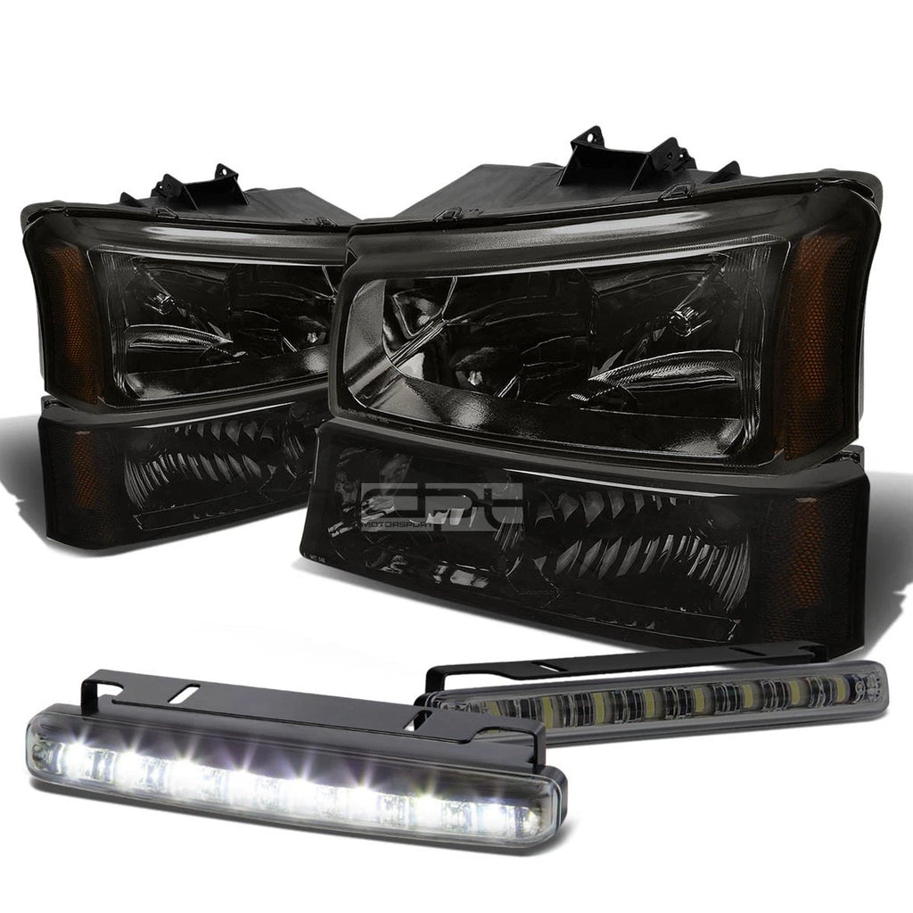 Smoked Headlight, Amber Corner, Bumper, LED Fog Light Set for Chevy Silverado (2003–2007)